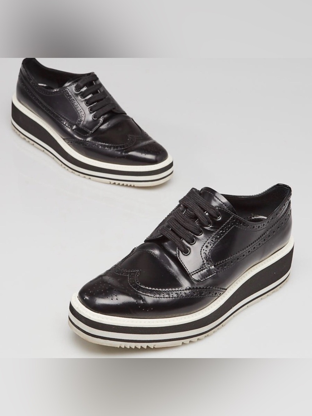 PRADA Wingtip Platform Oxfords - Size 38
